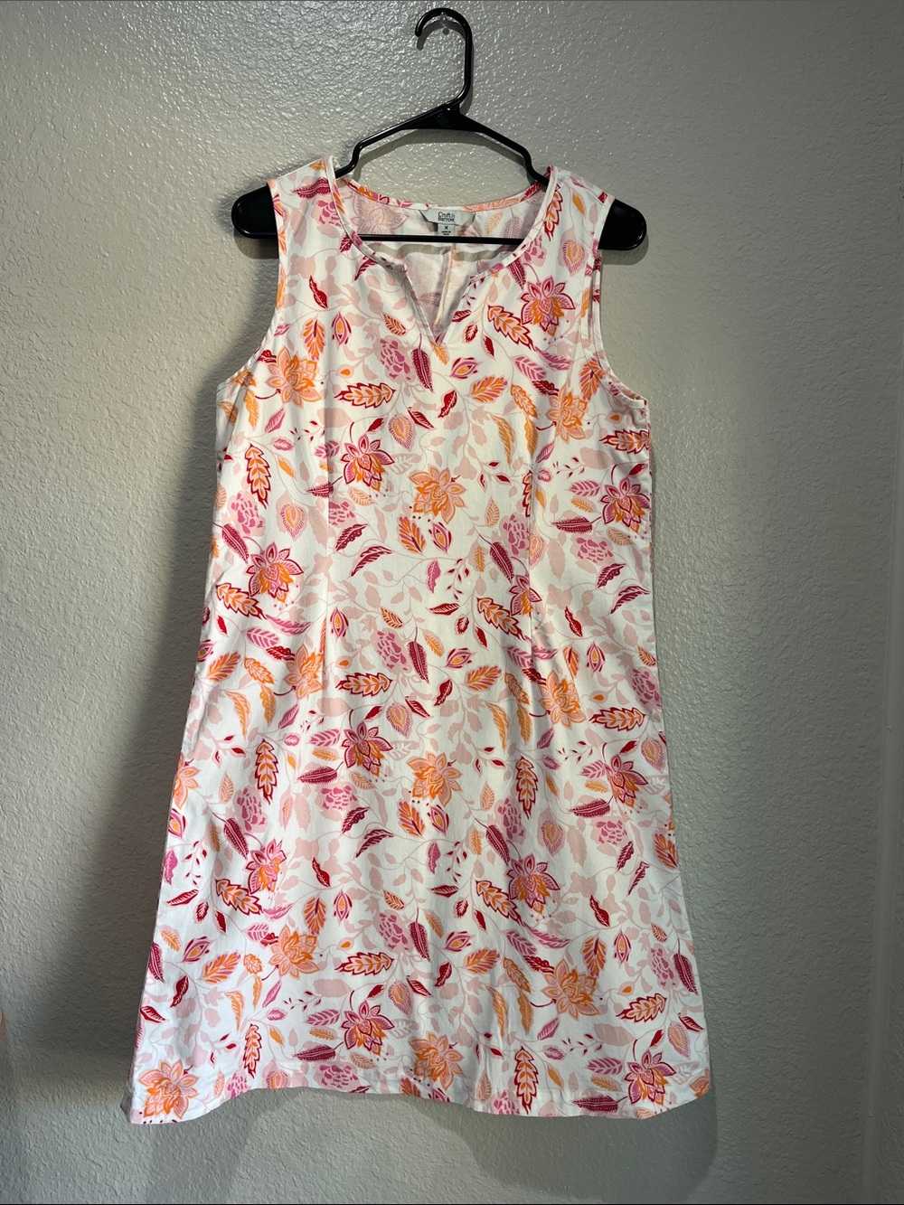 croft & barrow White Sleeveless Midi Dress with Pink & Orange Floral Print Sz M